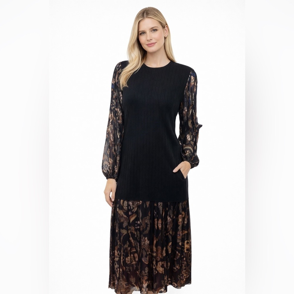 Evan Picone Sweater Dress Metallic Lace Skirt Set Women’s Med 16